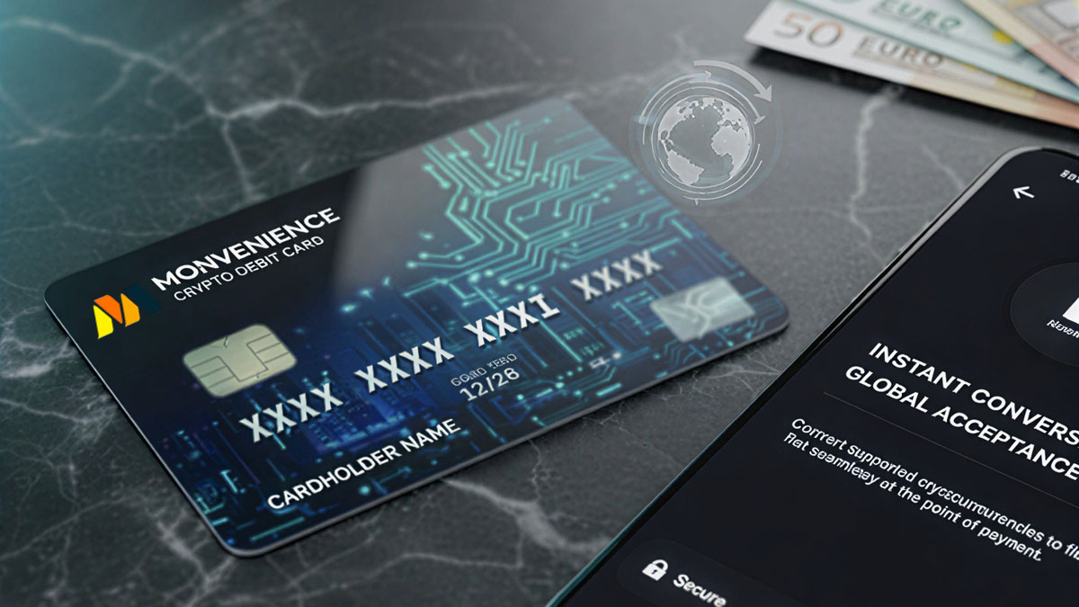 Monvenience crypto debit card enabling instant crypto to fiat payments